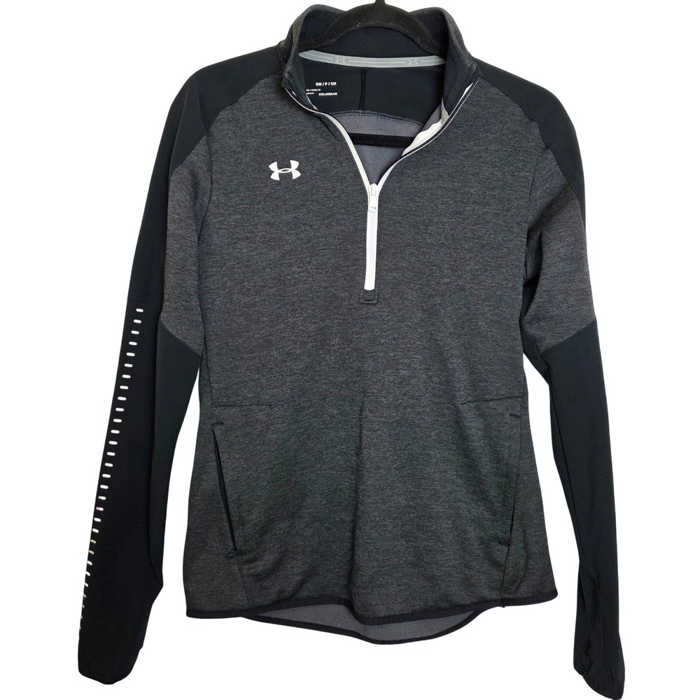 Under Armour Running ColdGear Two Tone 1/4 Zip‎ Pullover Thumbholes Zip Pockets